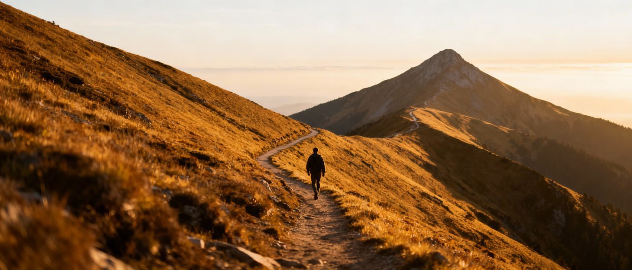 Контент-канал Рефлексии трейдера — атмосферный пост с горным пейзажем